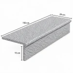 Zestaw Stopnica - Stopień + Podstopień Granitowy Bullnose G603 150x35x2 / 150x15x2 Płomieniowany