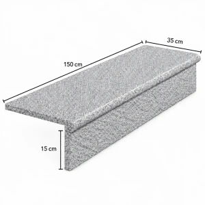 Zestaw Stopnica - Stopień + Podstopień Granitowy Bullnose G603 150x35x2 / 150x15x2 Płomieniowany
