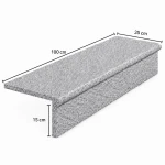 Zestaw Stopnica - Stopień Płomieniowany + Podstopień Granitowy G603 Bullnose 100x35x2 / 100x15x2