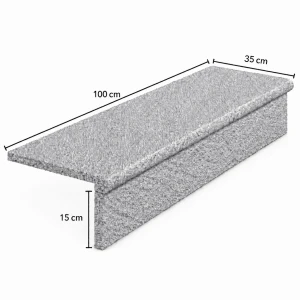 Zestaw Stopnica - Stopień Płomieniowany + Podstopień Granitowy G603 Bullnose 100x35x2 / 100x15x2