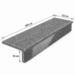 Zestaw Stopnica - Stopień + Podstopień Granitowy Dark Grey New G654 150x33x2 / 150x15x2