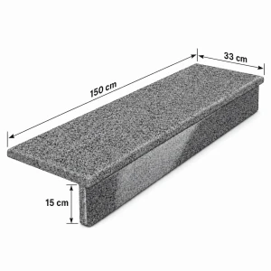Zestaw Stopnica - Stopień + Podstopień Granitowy Dark Grey New G654 150x33x2 / 150x15x2