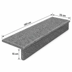Zestaw Stopnica - Stopień + Podstopień Granitowy Dark Grey New G654 150x33x3 / 150x15x2 Płomieniowany