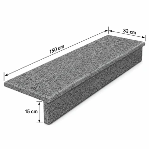Zestaw Stopnica - Stopień + Podstopień Granitowy Dark Grey New G654 150x33x3 / 150x15x2 Płomieniowany