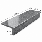 Zestaw Stopnica - Stopień + Podstopień Granitowy Dark Grey New G654 150x33x2 / 150x15x2 Polerowany