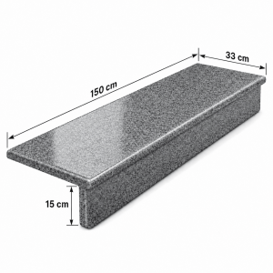 Zestaw Stopnica - Stopień + Podstopień Granitowy Dark Grey New G654 150x33x2 / 150x15x2 Polerowany