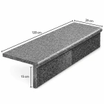 Zestaw Stopnica - Stopień + Podstopień  Granitowy Dark Grey G654 NEW Bullnose 120x35x2 / 120x15x2