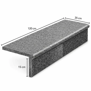 Zestaw Stopnica - Stopień + Podstopień  Granitowy Dark Grey G654 NEW Bullnose 120x35x2 / 120x15x2