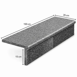 Zestaw Stopnica - Stopień + Podstopień Granitowy Dark Grey G654 NEW Bullnose 150x35x2 / 150x15x2