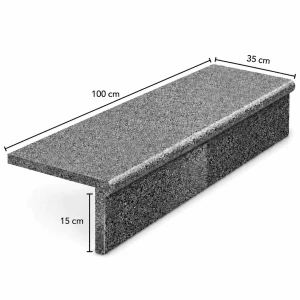 Zestaw Stopnica - Stopień + Podstopień  Granitowy Dark Grey G654 NEW Bullnose 100x35x2 / 100x15x2