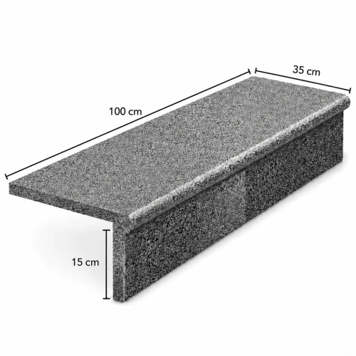 Zestaw Stopnica - Stopień + Podstopień Granitowy Dark Grey G654 -Wizualizacja wygenerowana przy użyciu AI