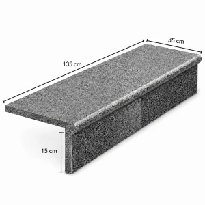 Zestaw Stopnica - Stopień + Podstopień  Granitowy Dark Grey G654 NEW Bullnose 135x35x2 / 135x15x2