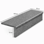 Zestaw Stopnica - Stopień + Podstopień Granitowy Dark Grey G654 NEW Bullnose 150x35x2 / 150x15x2 Płomieniowany