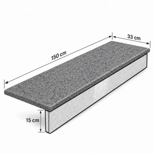 Stopnica granitowa Dark Grey New G654 płomieniowana 150x33x3