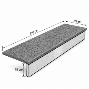 Stopnica granitowa Dark Grey New G654 płomieniowana 150x33x2 cm