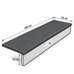 Stopnica bazaltowa płomieniowana G690 Bazalt Black 150x33x2