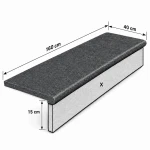 Stopnica Płomieniowana G690 Bazalt polerowana bullnose 160x40x3 cm 