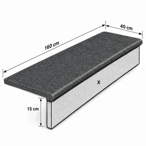 Stopnica Płomieniowana G690 Bazalt polerowana bullnose 160x40x3 cm 