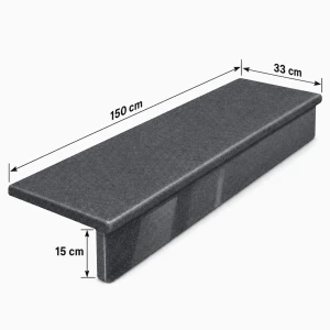 Zestaw Stopnica - Stopień + Podstopień Bazaltowy G690 Bazalt Black 150x33x3 / 150x15x2