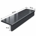 Zestaw Stopnica - Stopień + Podstopień Bazaltowy G690 Bazalt Black 150x33x2 / 150x15x2
