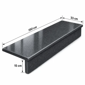 Zestaw Stopnica - Stopień + Podstopień Bazaltowy G690 Bazalt Black 150x33x2 / 150x15x2