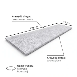 Stopnica granitowa G602 150x33x2 Płomieniowana z Krawędziami Poler/Bullnose PRZEDSPRZEDAŻ!