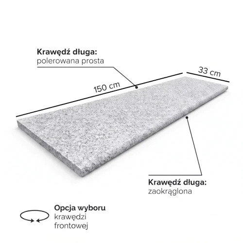 Stopnica granitowa G602 150x33x2 Płomieniowana z Krawędziami Poler/Bullnose PRZEDSPRZEDAŻ!