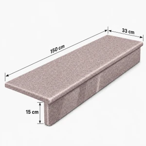 Zestaw Stopnica - Stopień + Podstopień  Granitowy G664 150x33x2 / 150x15x2 Płomieniowany