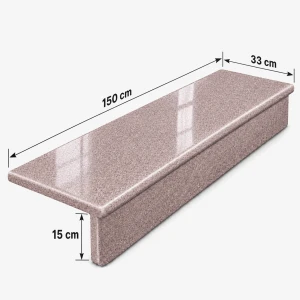 Zestaw Stopnica - Stopień + Podstopień  Granitowy G664 150x33x2 / 150x15x2 Polerowany