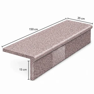 Zestaw Stopnica - Stopień + Podstopień Granitowy G664 150x35x2 / 150x15x2 Bullnose