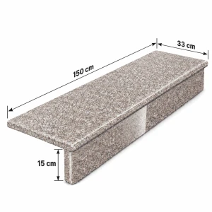 Zestaw Stopnica - Stopień + Podstopień  Granitowy G664 150x33x2 / 150x15x2 Płomieniowany