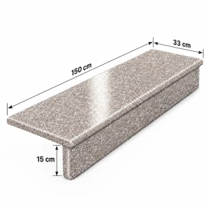 Zestaw Stopnica - Stopień + Podstopień  Granitowy G664 150x33x2 / 150x15x2 Polerowany