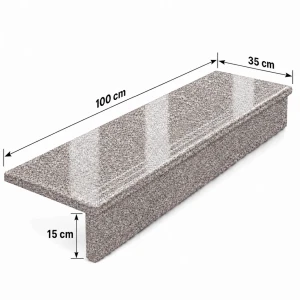 Zestaw Stopnica - Stopień + Podstopień Granitowy G664 100x35x2 / 100x15x2 Polerowany z Antypoślizgiem