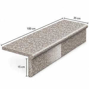Zestaw Stopnica - Stopień + Podstopień Granitowy G664 100x35x2 / 100x15x2 Bullnose