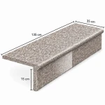 Zestaw Stopnica - Stopień + podstopień granitowy G664 Bullnose 135x35x2+2  Bullnose