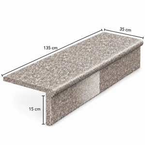 Zestaw Stopnica - Stopień + podstopień granitowy G664 Bullnose 135x35x2+2  Bullnose