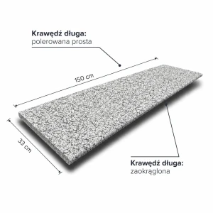 Stopnica Granitowa G603 New płomieniowana 150x33x2 cm / 2 krawędzie wykończone