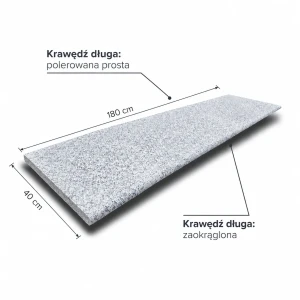 Stopnica Granitowa G602 płomieniowana 180x40x3 cm / 2 krawędzie wykończone