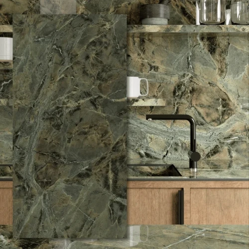 Spiek kwarcowy 12mm The Top Marazzi Verde Borgogna Matt 324x162 cm