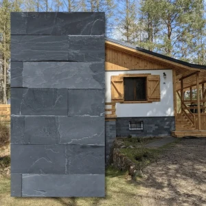 Kamień elewacyjny-dekoracyjny Łupek Black Slate Naturalny 30x90x1,2 cm
