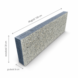 Obrzeże granitowe 8x30x80-120 cm góra i bok płomień
