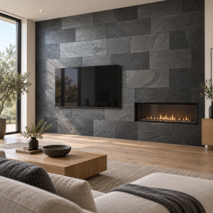 Kamień elewacyjny-dekoracyjny Łupek Black Slate Naturalny 30x90x1,2 cm