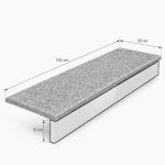Stopnica granitowa szara płomieniowana Bianco Sardo G602 150x33x2 cm 