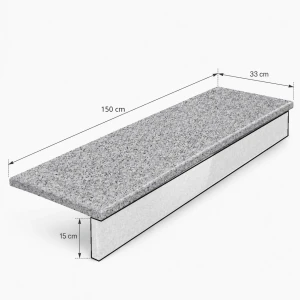 Stopnica granitowa szara płomieniowana Bianco Sardo G602 150x33x2 cm 