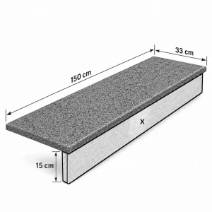 Stopnica granitowa Dark Grey New G654 płomieniowana 150x33x2 cm