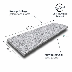 Stopnica Granitowa G603 New płomieniowana 100x33x2 cm / 2 krawędzie wykończone