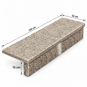 Zestaw Stopnica - Stopień + Podstopień Granitowy G682 New 150x33x2 / 150x15x2