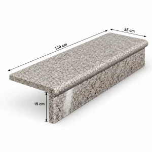 Zestaw Stopnica - Stopień + Podstopień Granitowy Bullnose G682 New 120x35x2 / 120x15x2