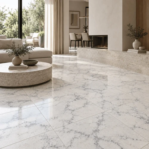 Płytka marmurowa Mugla white 30,5x30,5 - wizualizacja AI