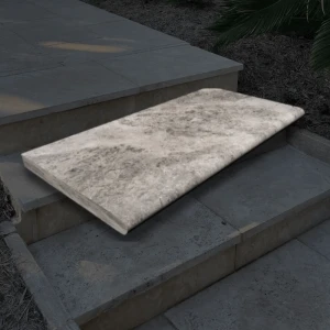 Trawertyn Parapet / Stopnica kamienna Silver Latte Greige Bębnowany 135x33x2 cm Bullnose PRZEDSPRZEDAŻ!